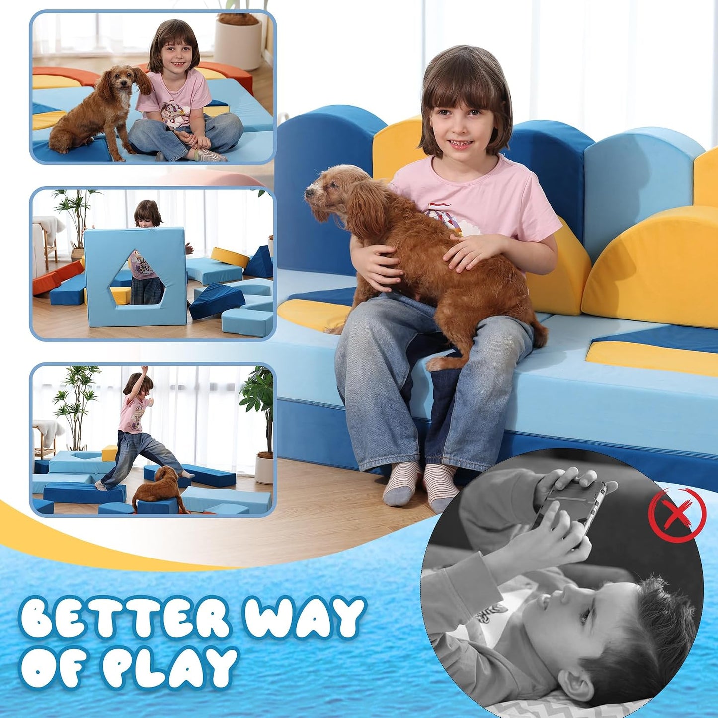 Erament Sofá de Juego Modular para Niños de 22 Piezas para Niños Pe...