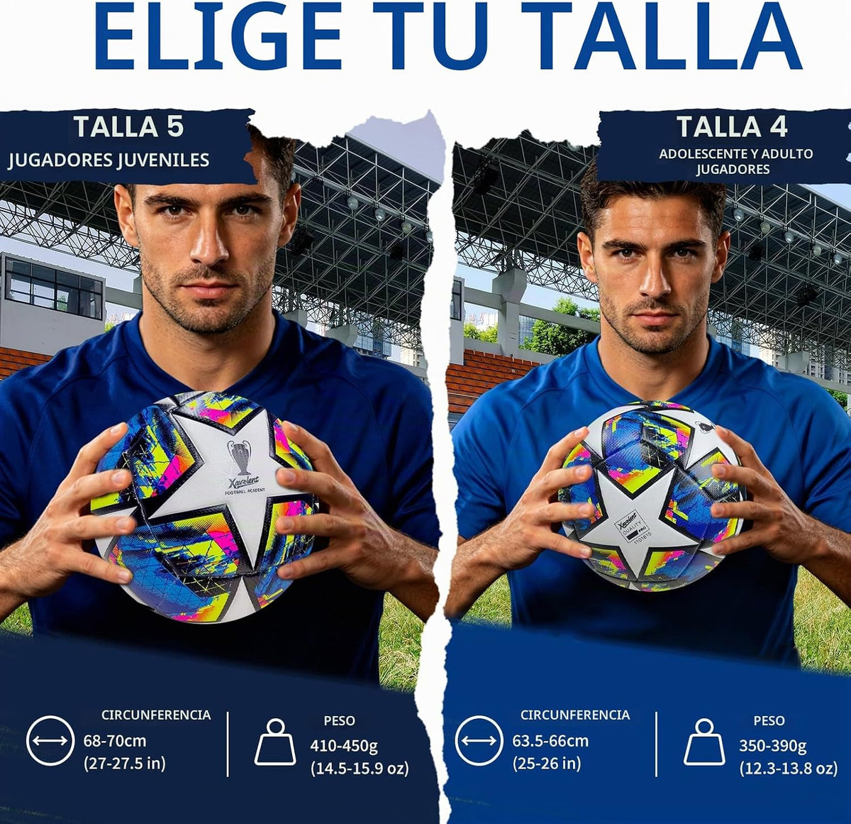 XAVOLENT Balón de fútbol profesional Tamaño 5,4 | Pelota de entrena...