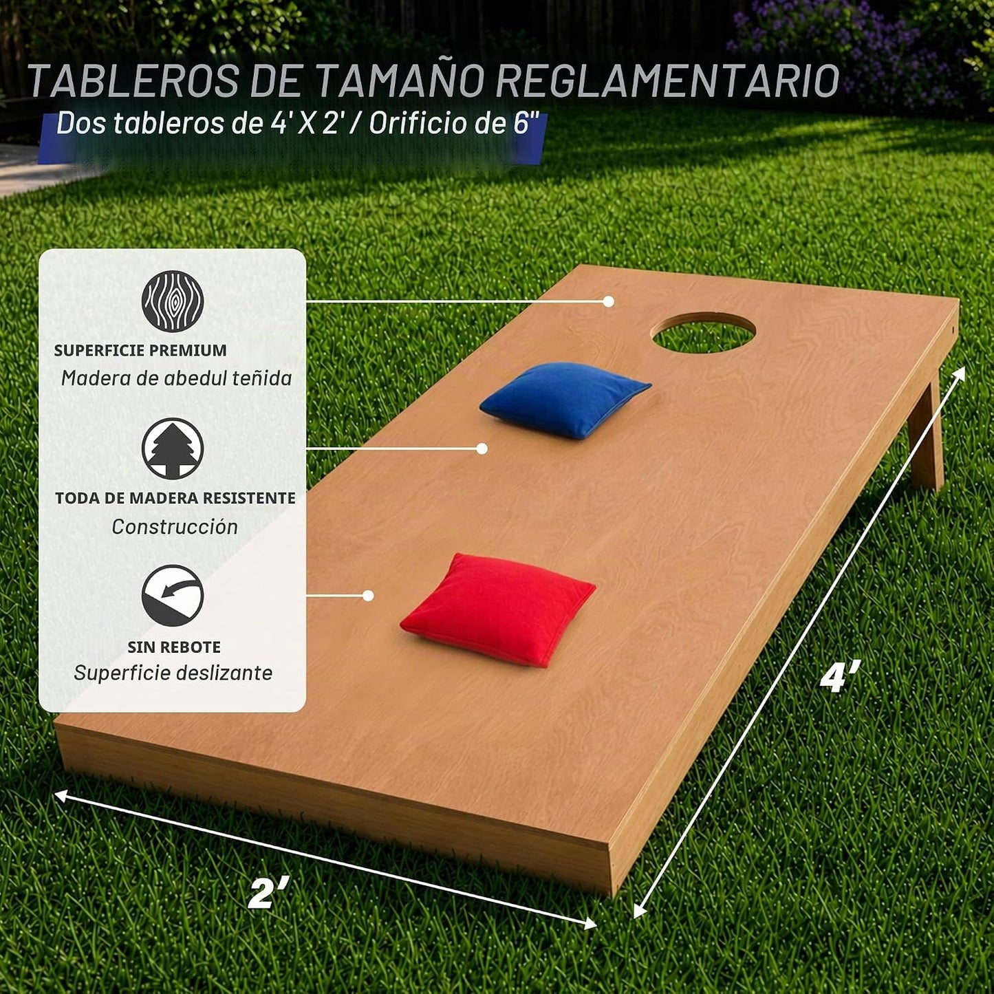 GoSports Juego de tablas de cornhole de madera de tamaño reglamenta...