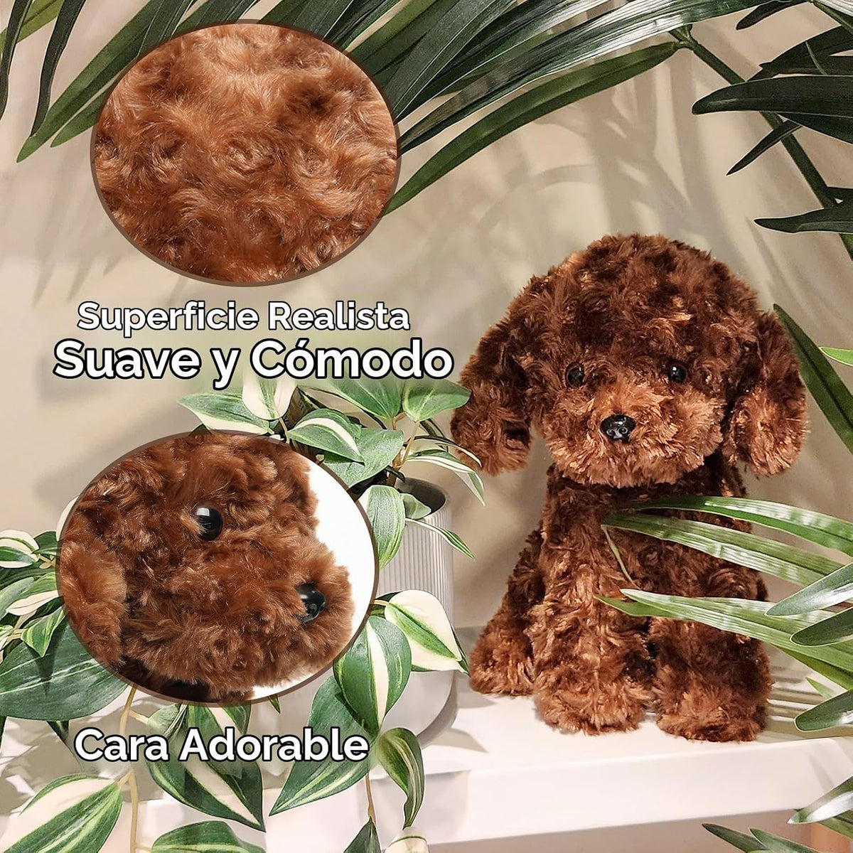 WEIGEDU Adorable juguete de peluche Labradoodle de caniche rojo esp...