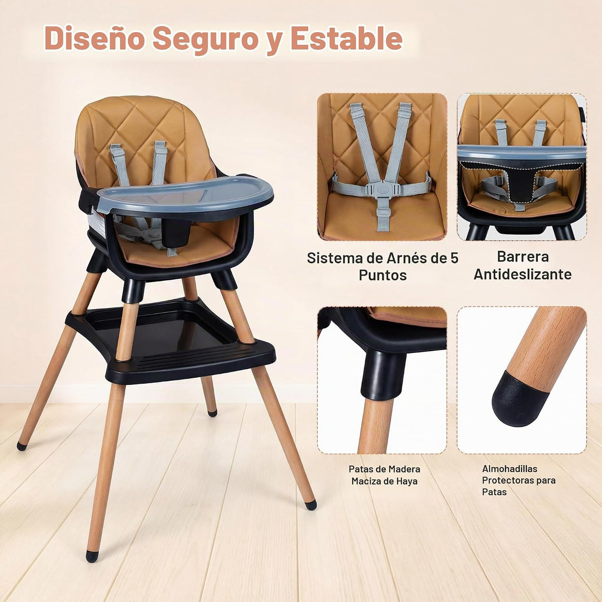 HONEY JOY Silla alta para bebé, silla alta convertible 9 en 1 para...