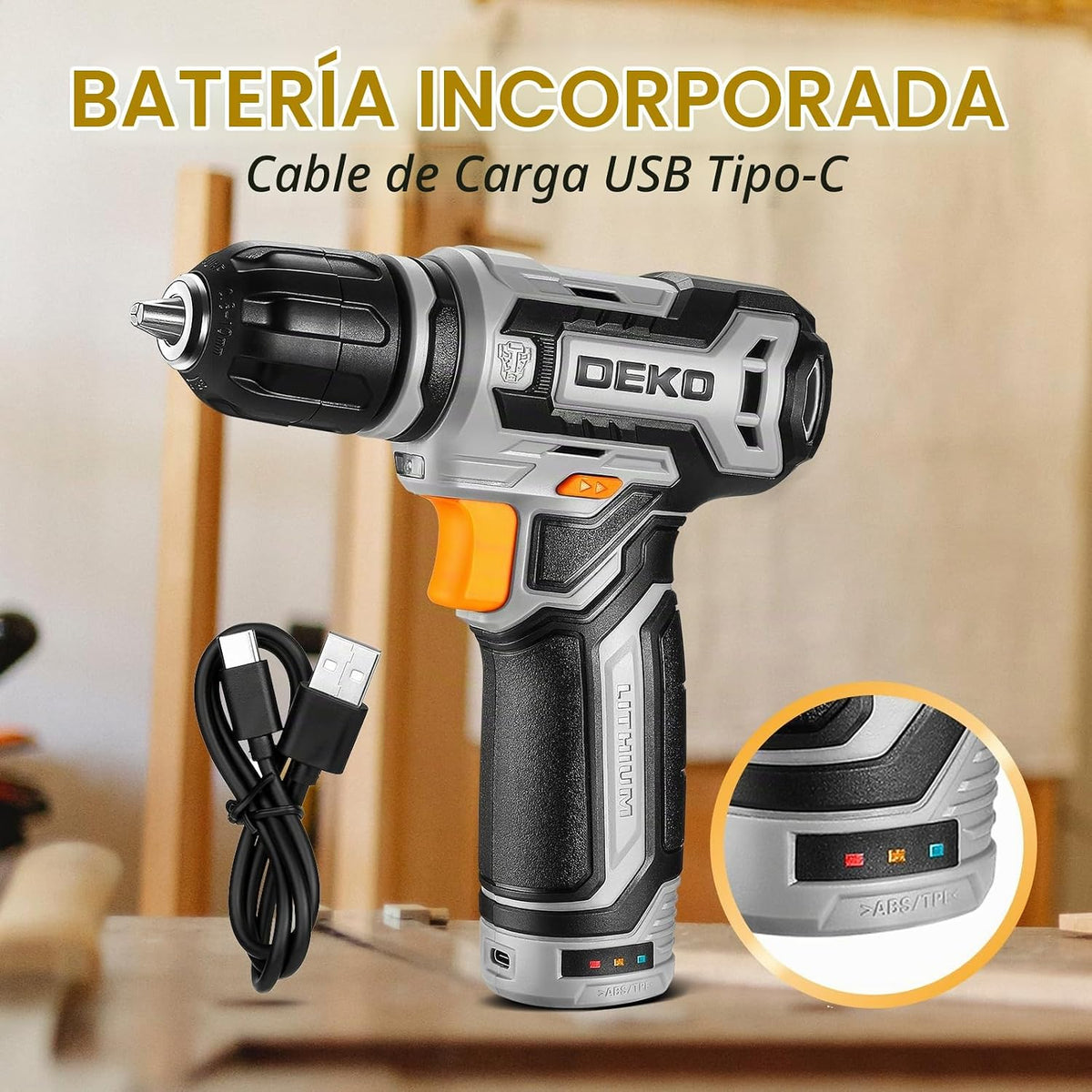 Taladro inalámbrico: DEKO PRO Juego de taladro de batería de 12 V c...