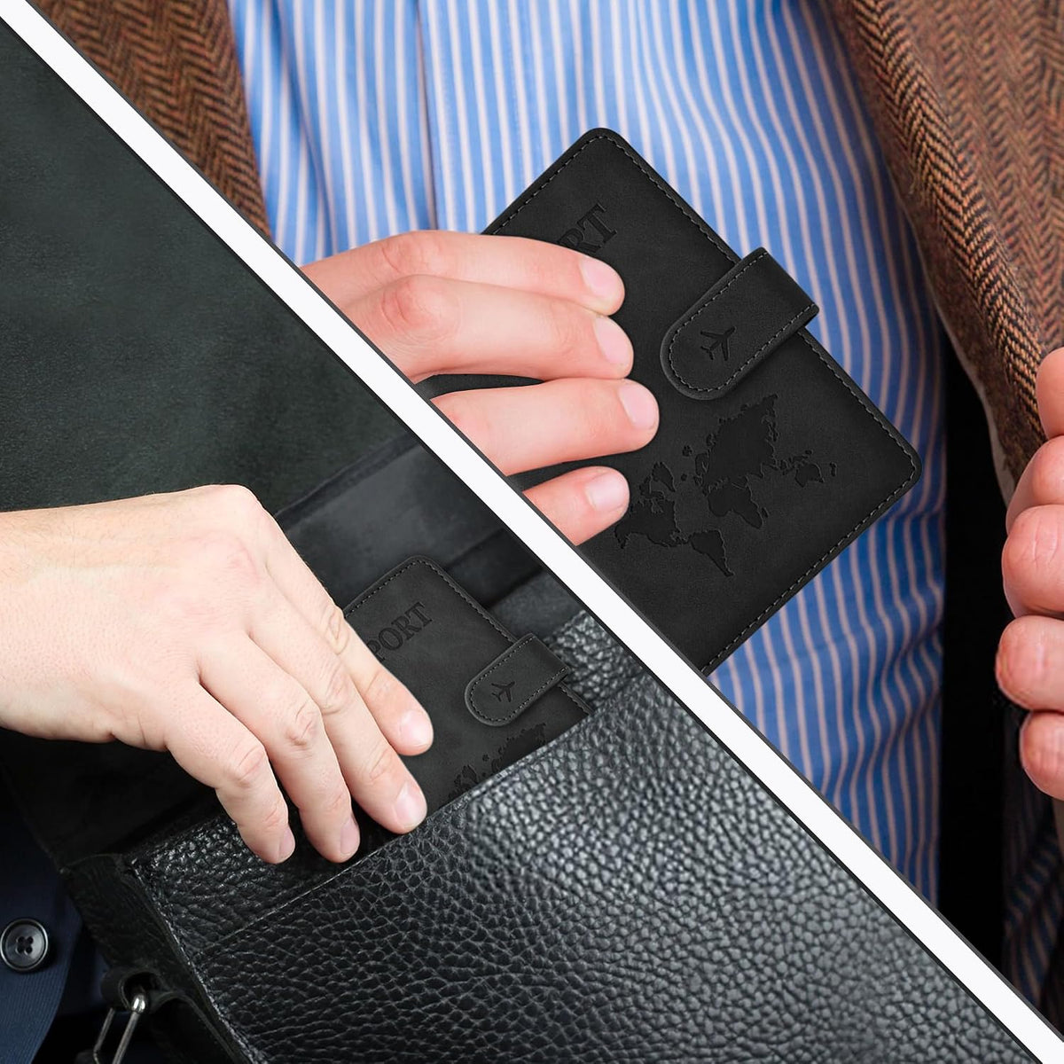 Soporte para pasaporte para artículos esenciales de viaje, funda ti...