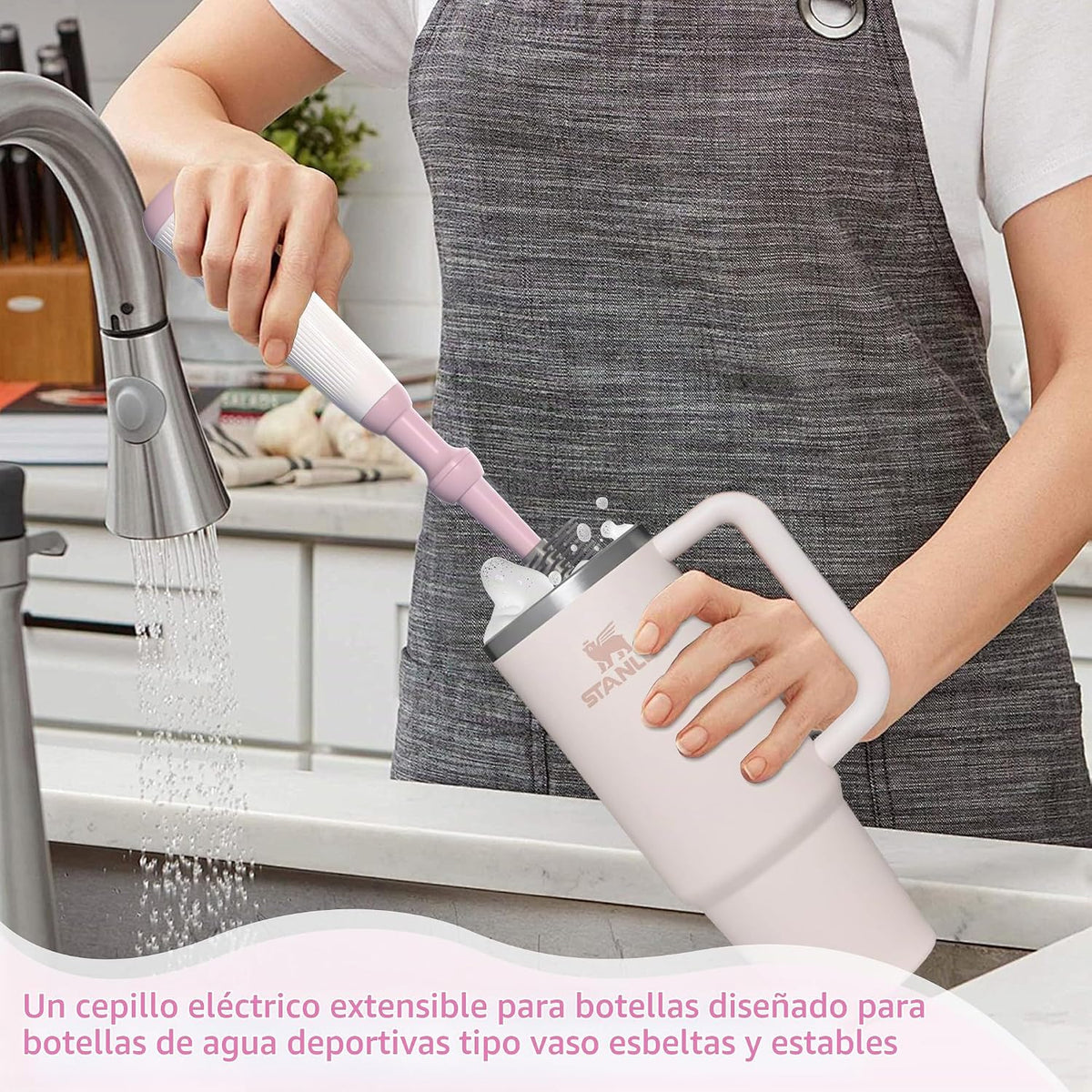 Limpiador eléctrico de cepillos para biberones con mango extendido...