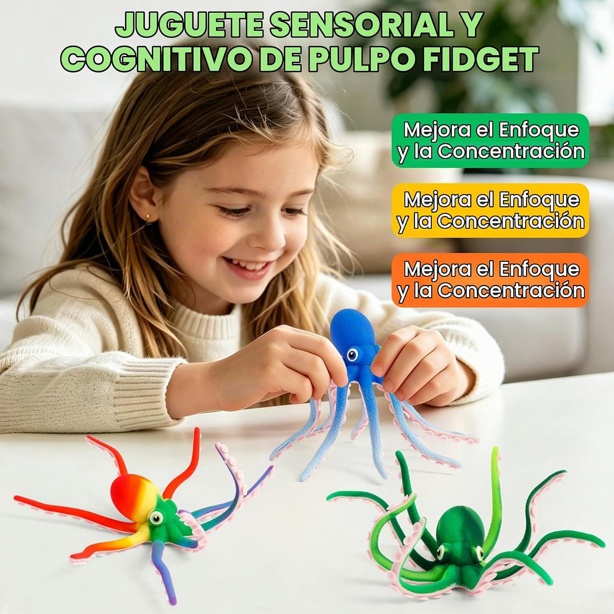 Juguete sensorial para ansiedad de pulpo, juguete sensorial para al...