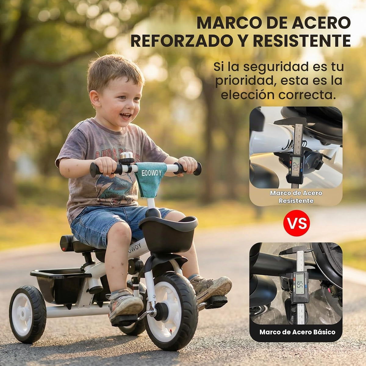 EOOWOY Triciclo para niños pequeños con mango de empuje, triciclo 7...