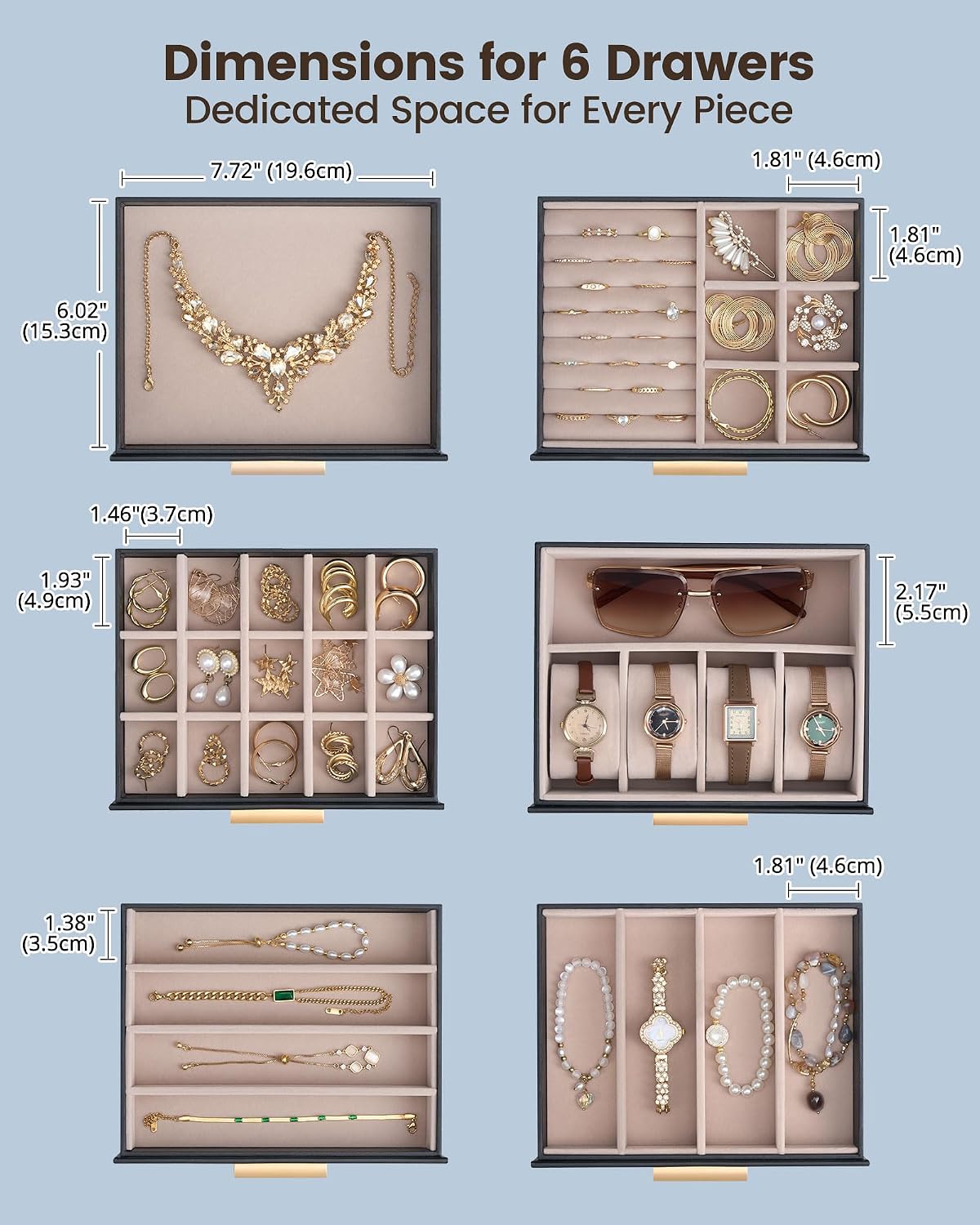 Lolalet Joyero organizador grande para mujer, organizador de joyas...
