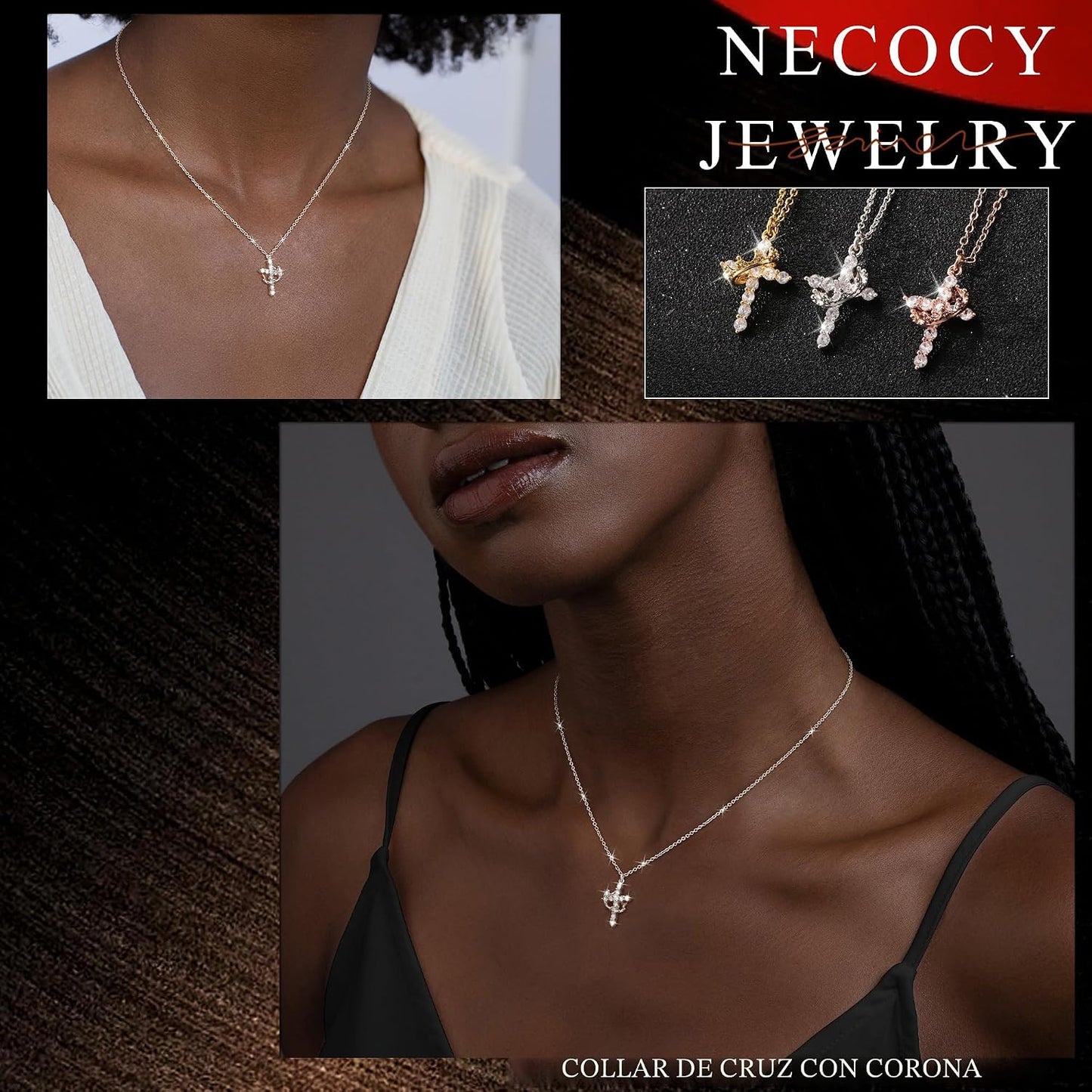 NECOCY Regalos de Pascua, collares mejorados con cruz de corona par...