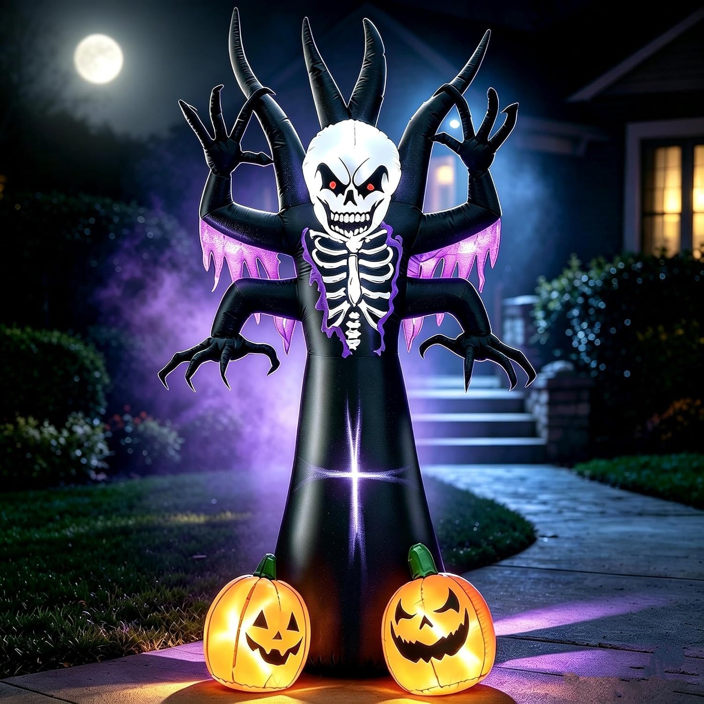 Árbol de esqueleto inflable de Halloween de 8 pies para decoración...