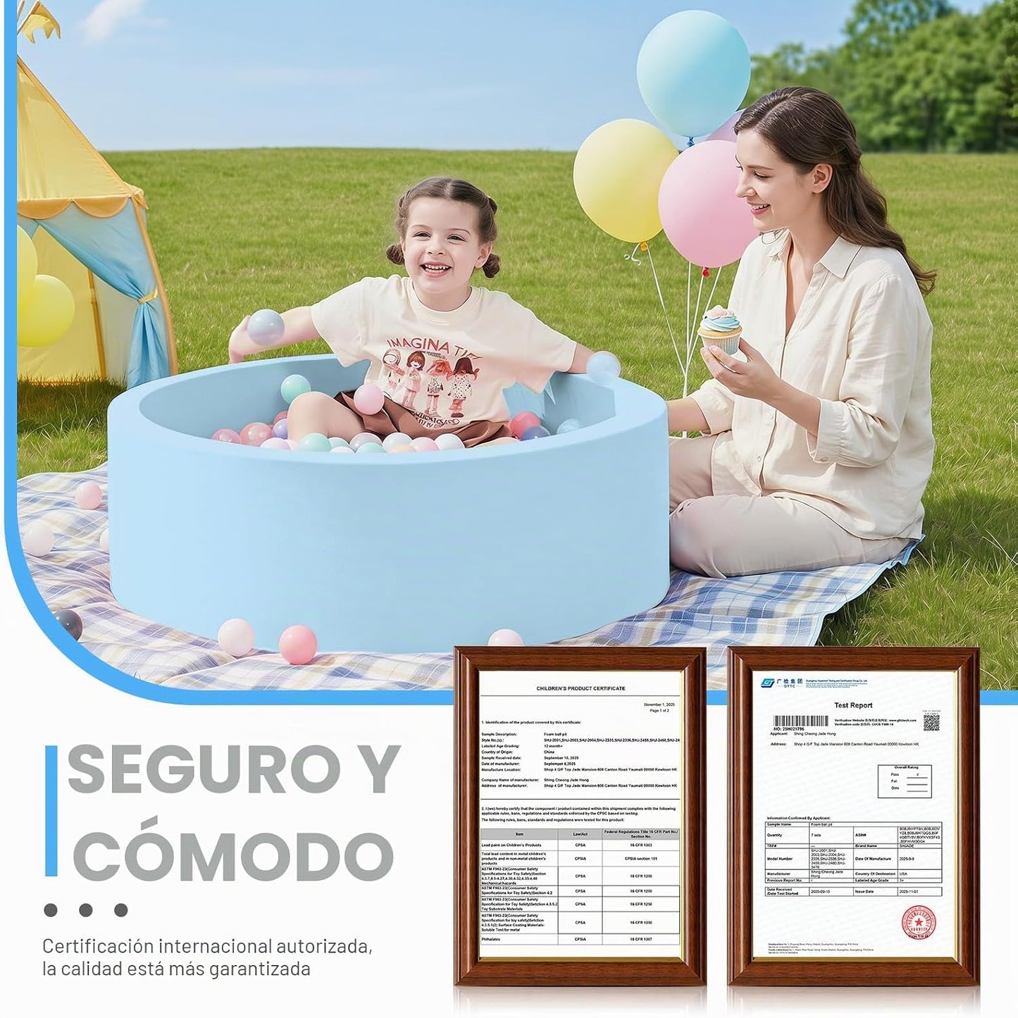 SHJADE Piscina de pelotas de espuma para niños pequeños, 35.4"x...