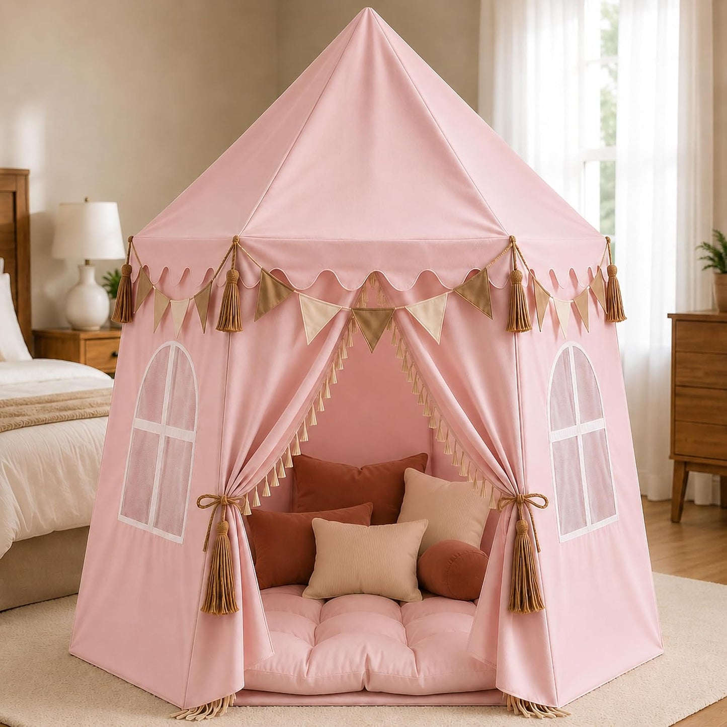 Tienda de campaña extragrande para niños con luces de estrellas, ba...