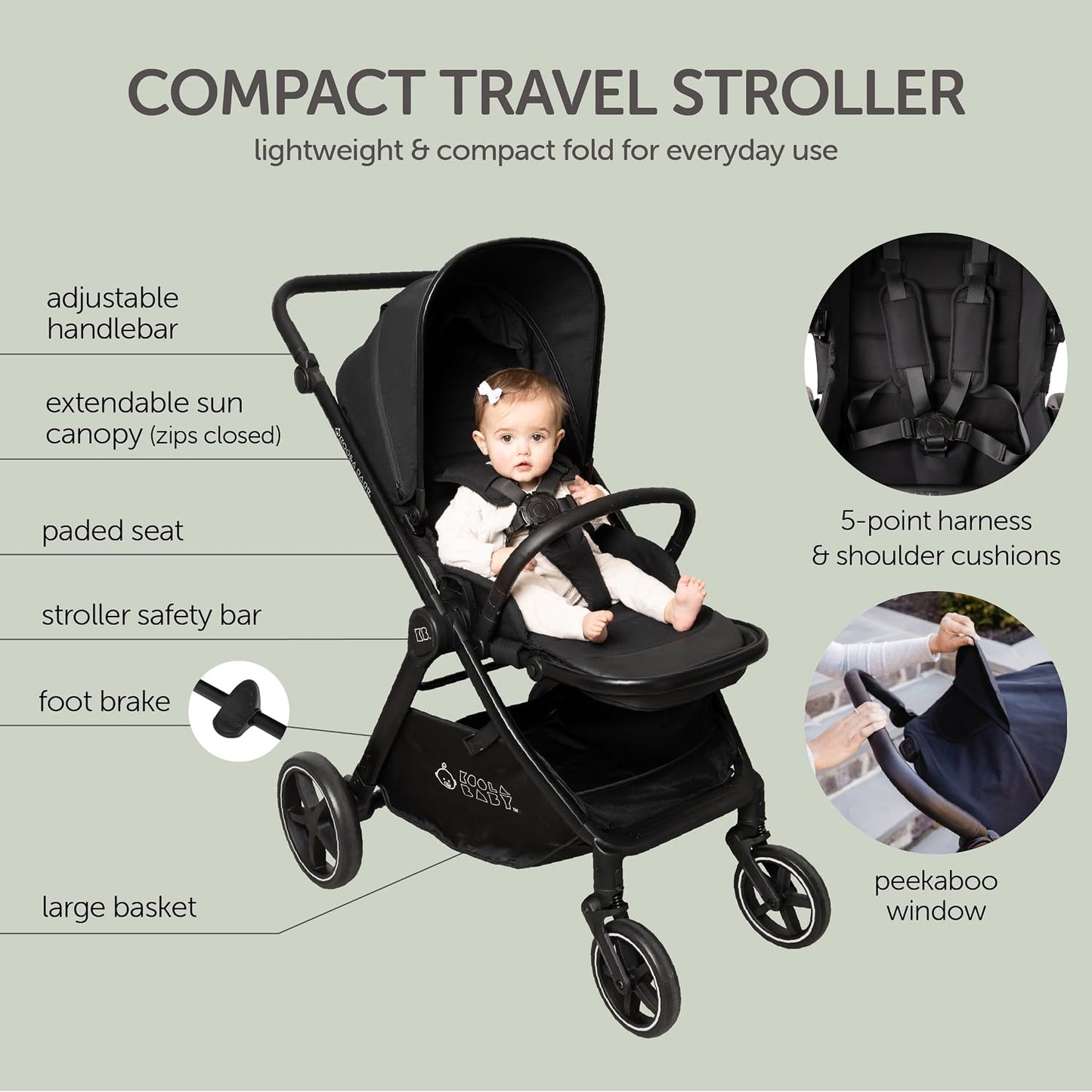 KOOLABABY Cochecito de bebé reversible \u2013 Cochecito plegable co...