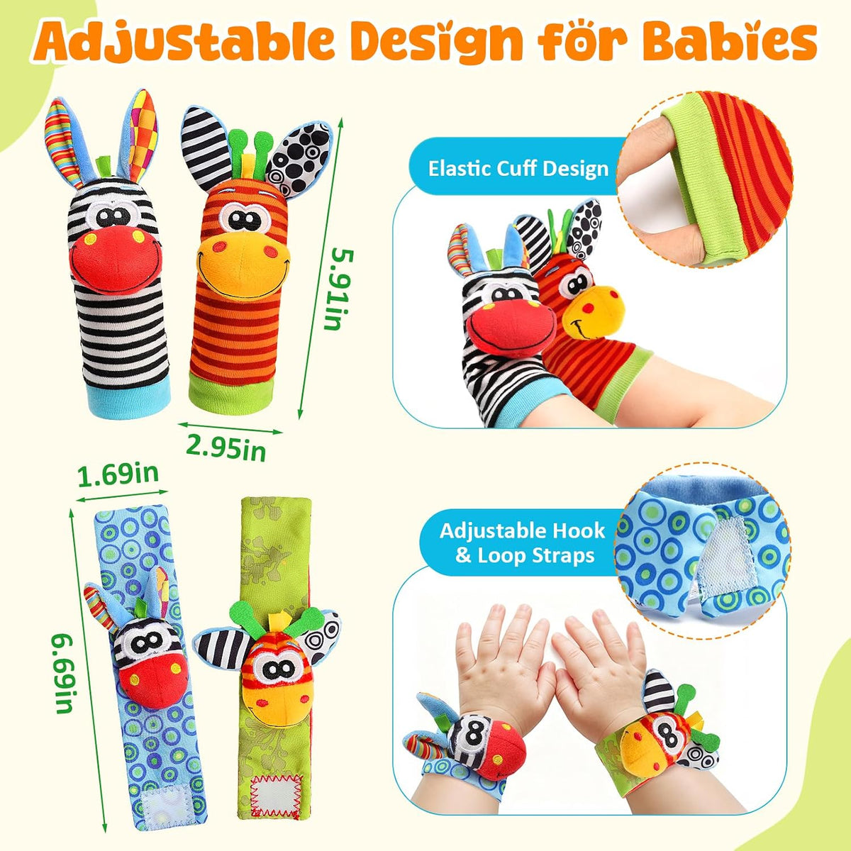 Baby Toys 0-6 6-12 meses, juego de calcetines de sonajero de muñeca...