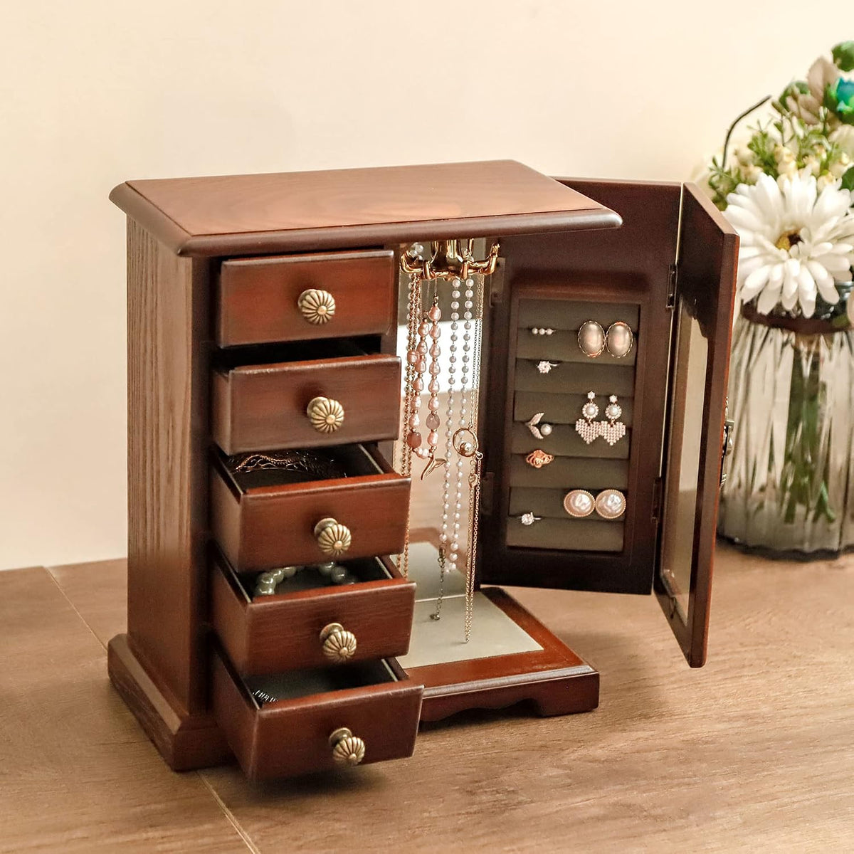 Kendal Caja de Joyería de Madera para Mujeres, Organizador de Joyas...
