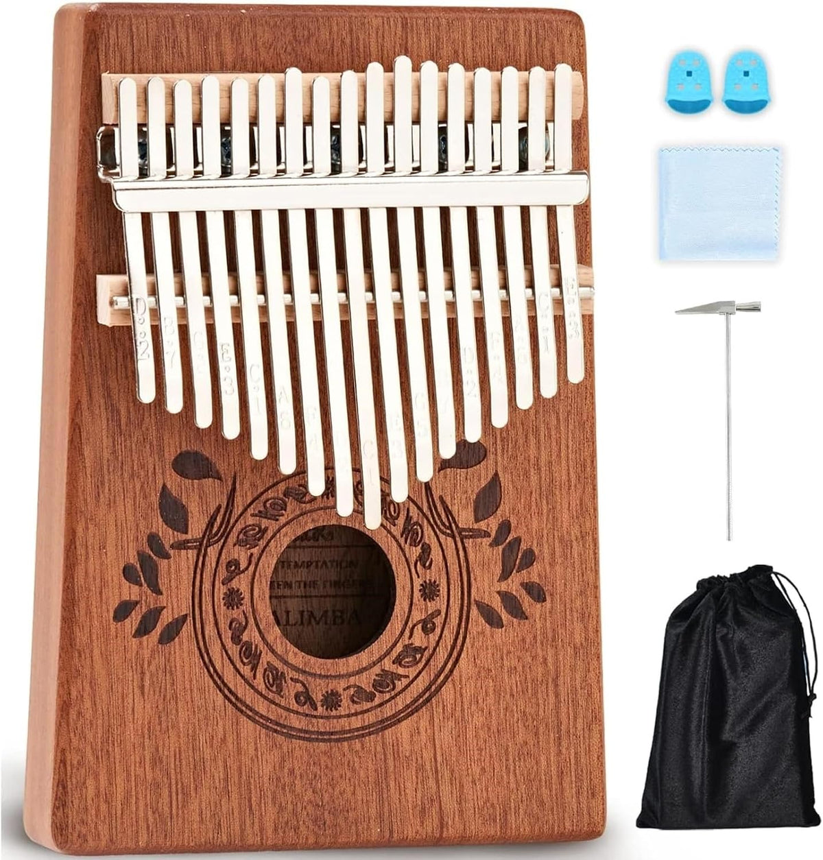 UNOKKI Kalimba - Piano de pulgar de 17 teclas, instrumento de caoba...