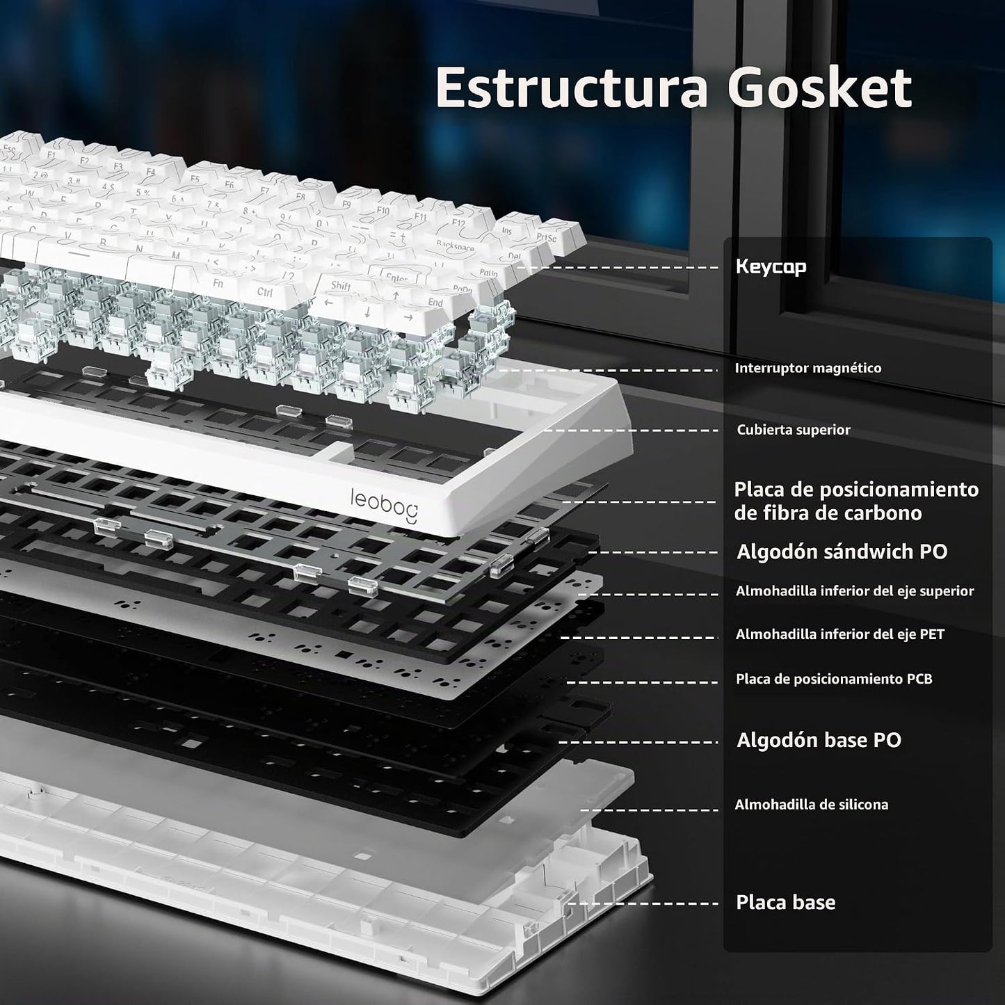 LEOBOG A80 RT Ultra HE Teclado mecánico inalámbrico para juegos 75%...