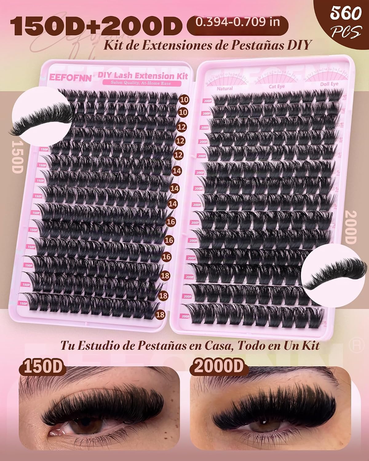 Racimos de pestañas esponjosas, racimos de pestañas 200D 150D, 560...