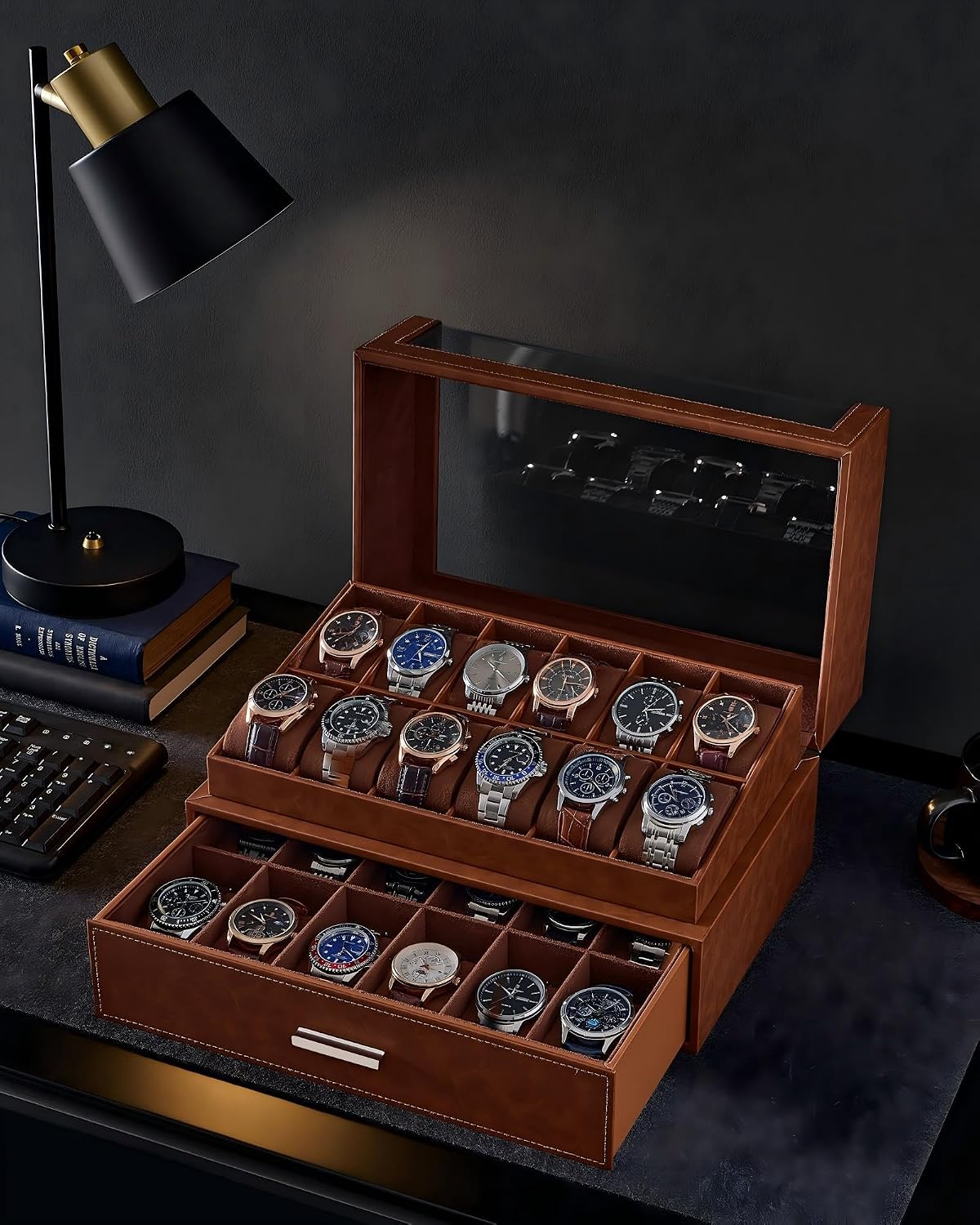 ProCase Caja de reloj para hombres, soporte de exhibición de reloj...