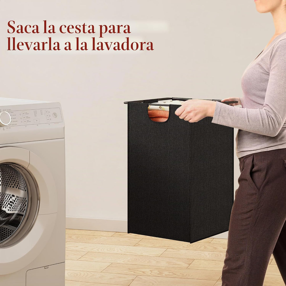Kitstorack Organizador de Cesta de Lavandería, Cesta de Ropa con Es...