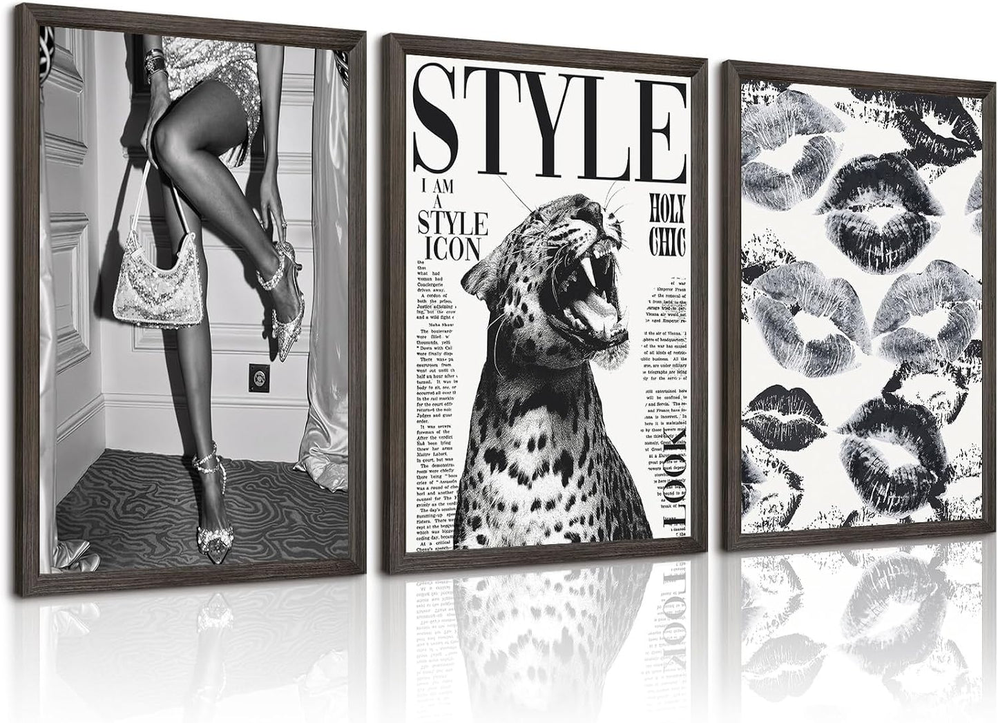 Arte de Pared de Leopardo de Moda Lienzo de Guepardo Blanco y Negro...