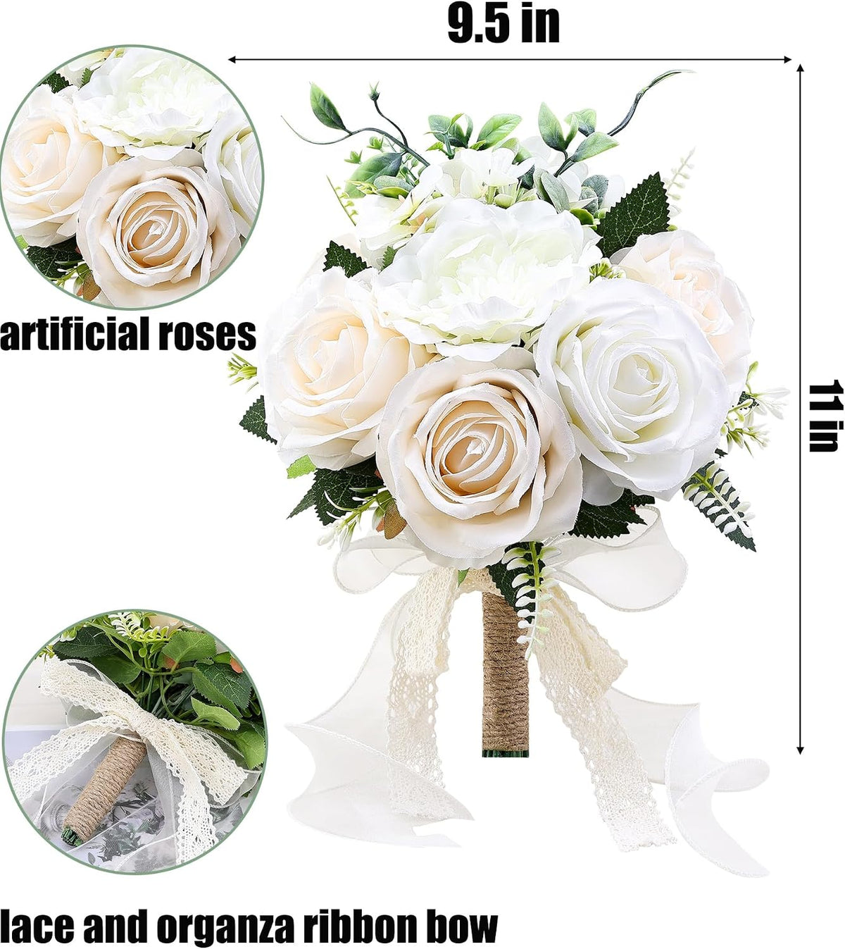 WGBBDG Ramos de boda para novia, dama de honor, ramo de rosas artif...