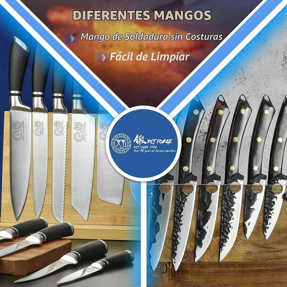 XYJ Cuchillos Auténticos desde 1986, Juego de Cuchillos de Chef Pro...