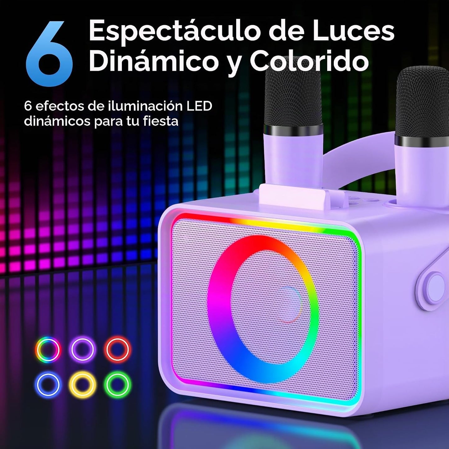 Máquina de karaoke, altavoz Bluetooth portátil con 2 micrófonos ina...