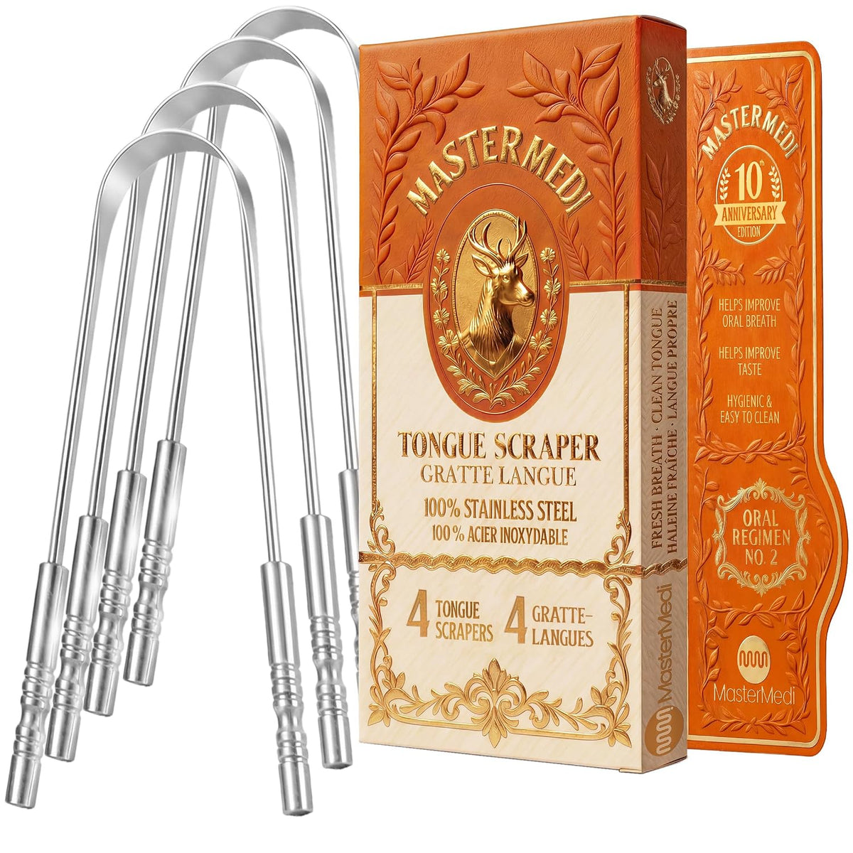 MasterMedi - Raspador de lengua con agarre no sintético, limpiador...