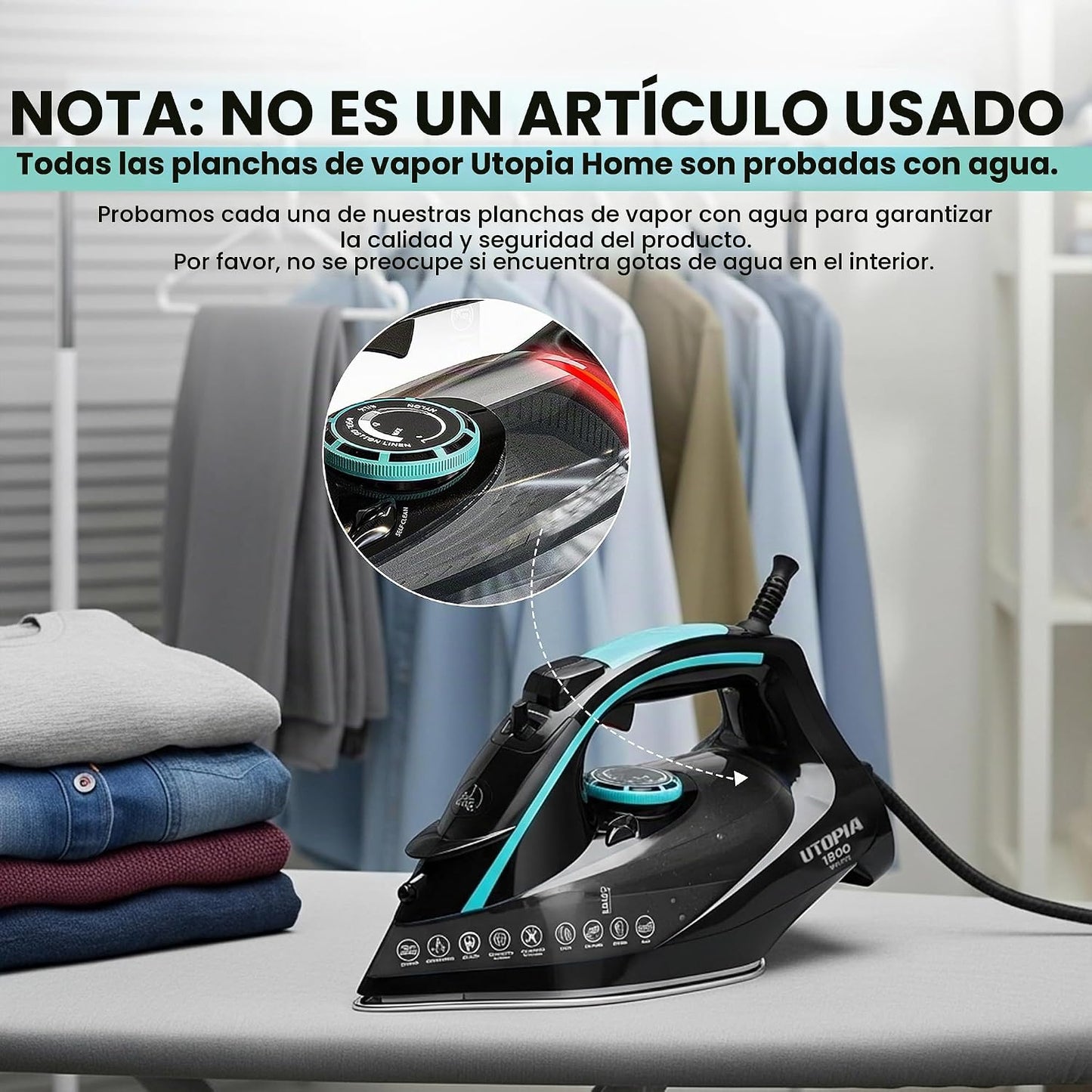 Utopia Home Plancha de vapor para ropa, suela antiadherente, planch...