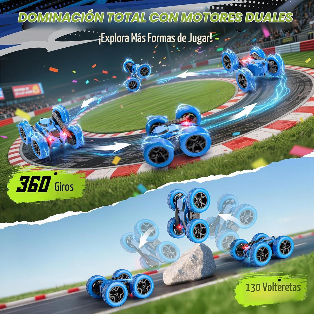 Hamdol Auto de acrobacias con control remoto para niños, juguete RC...
