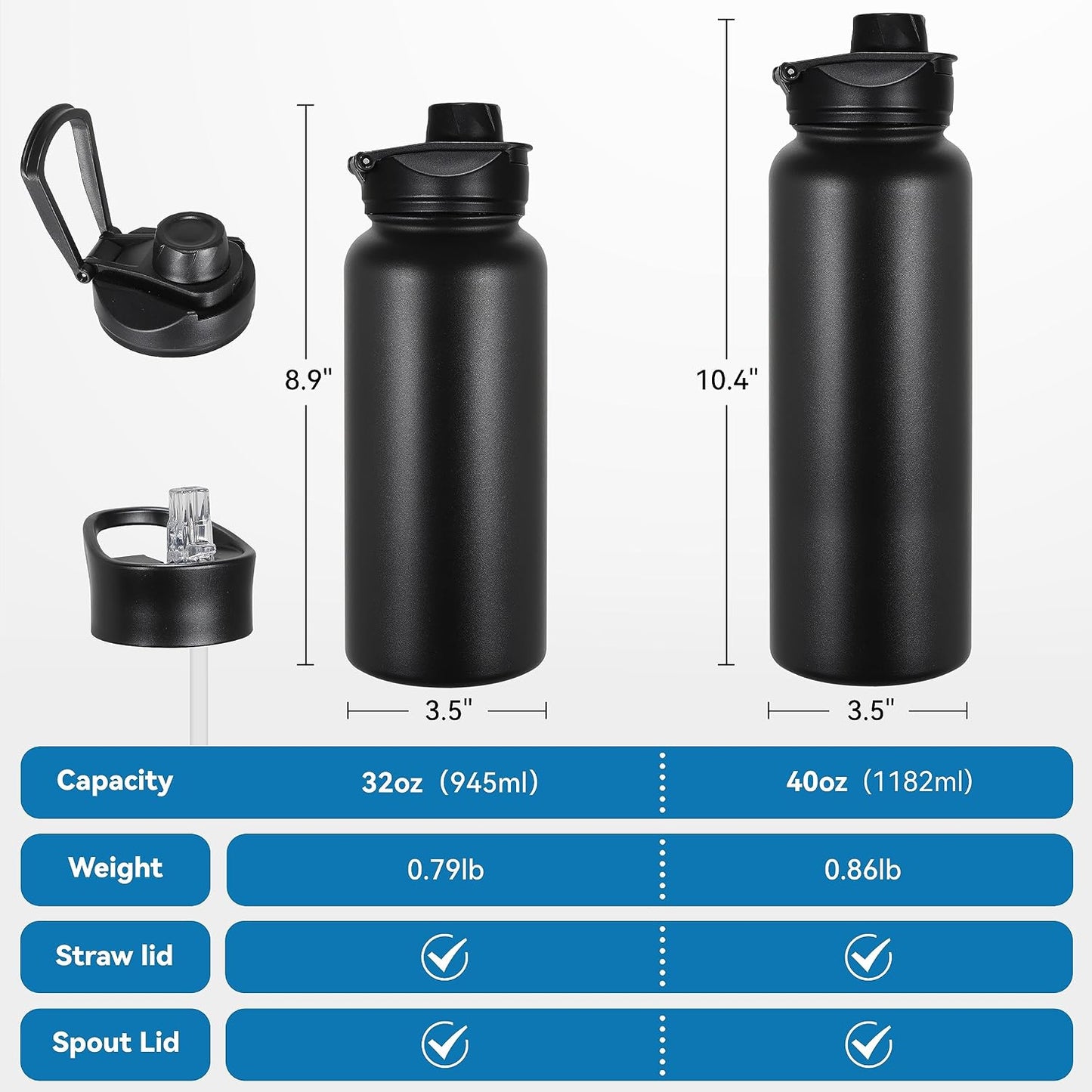 VEGOND Botella de agua aislada de 32 onzas, botellas de agua metáli...