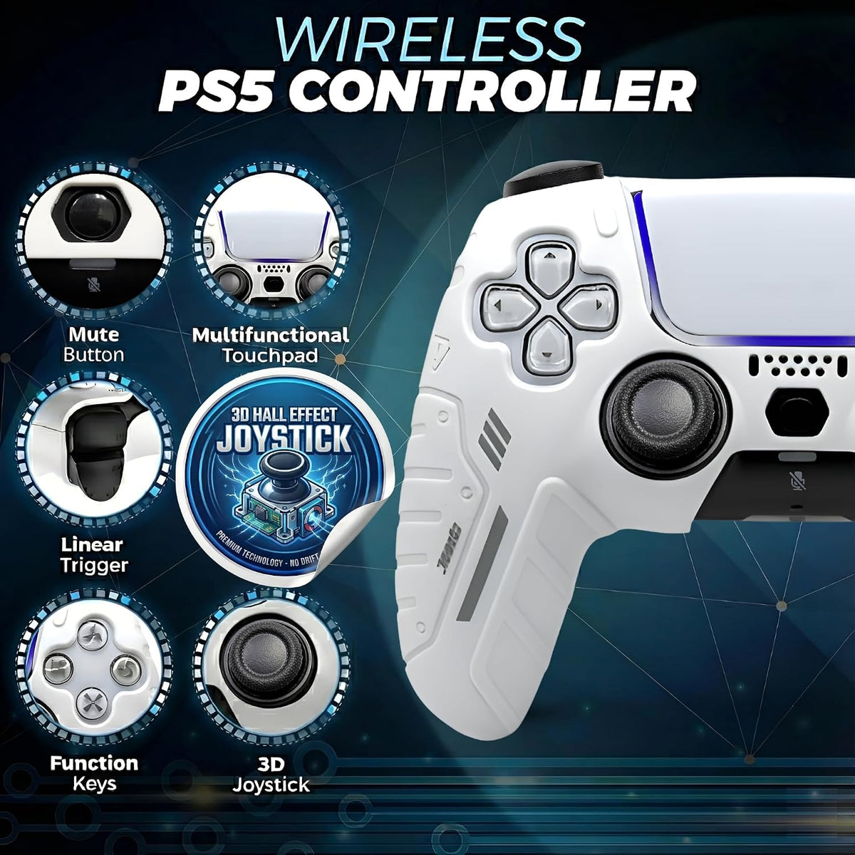 NexGami Mando Inalámbrico Compatible con PS5, Gamepad Bluetooth 5.0...