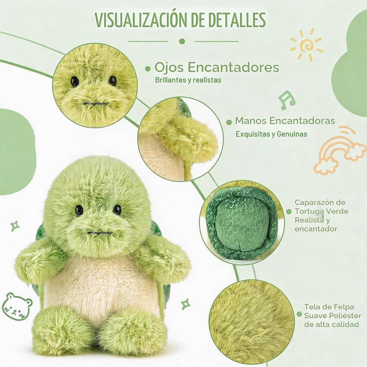 ABEARCAR Lindos Animales de Peluche de Tortuga 6" Juguete de Pe...
