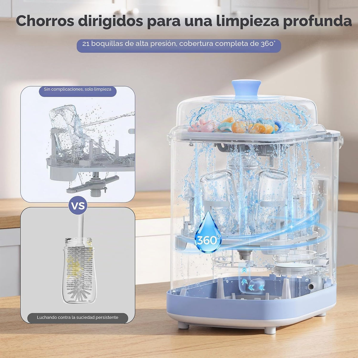 MOMFANN EasePure - Lavadora, esterilizador y secadora de biberones,...