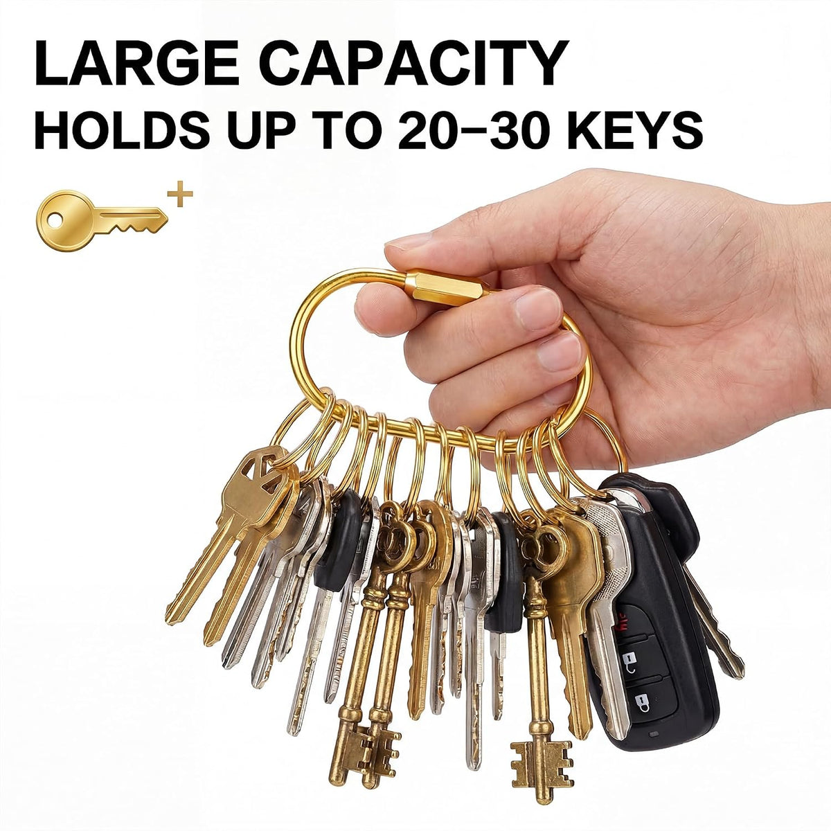 Tiezzi Paquete de 8 llaveros de mosquetón de latón dorado, clips de...