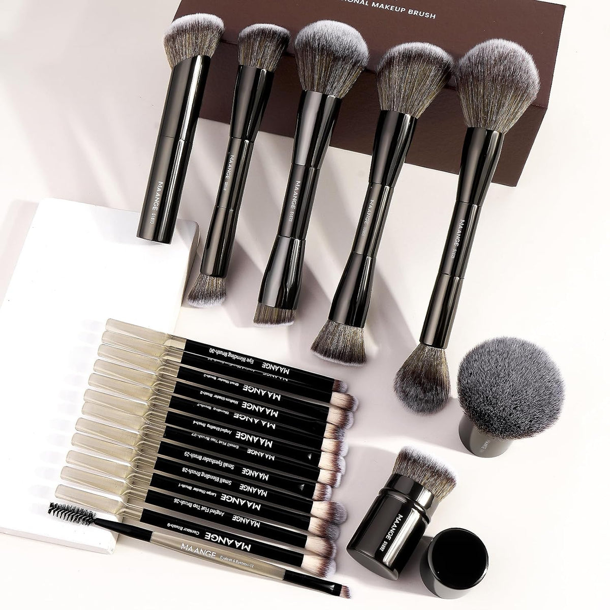 MAANGE 20 brochas de maquillaje con caja de regalo, brochas de maqu...