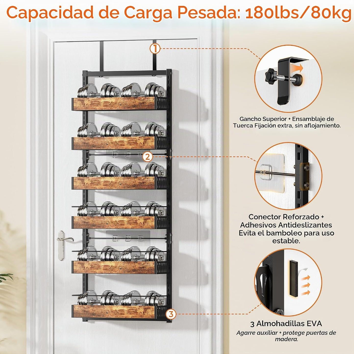 Organizador de puerta de despensa de 6 niveles, cesta ajustable de...