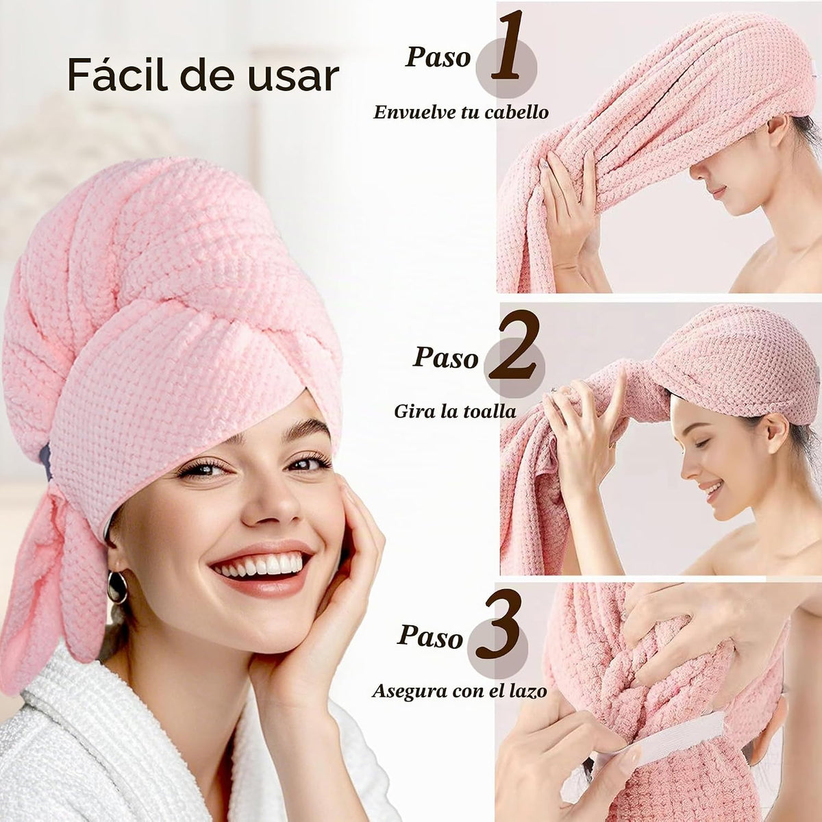 Toalla grande de microfibra para mujer, secado rápido y absorbente...