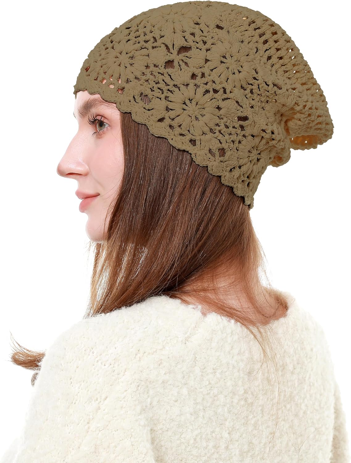 sy soul young Gorro de algodón de ganchillo para mujer, suave y hol...