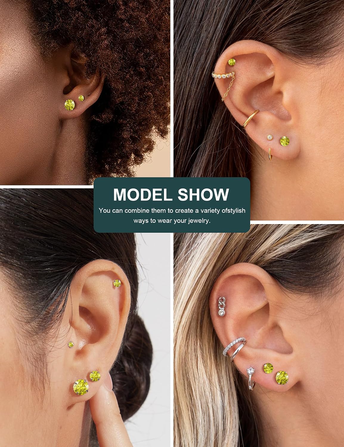 Juego de 6 pares de aretes, aretes hipoalergénicos de circonita cúb...