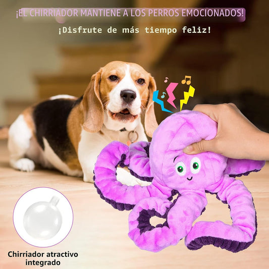 Juguetes chirriantes para perros, pulpo, juguetes de felpa resisten...