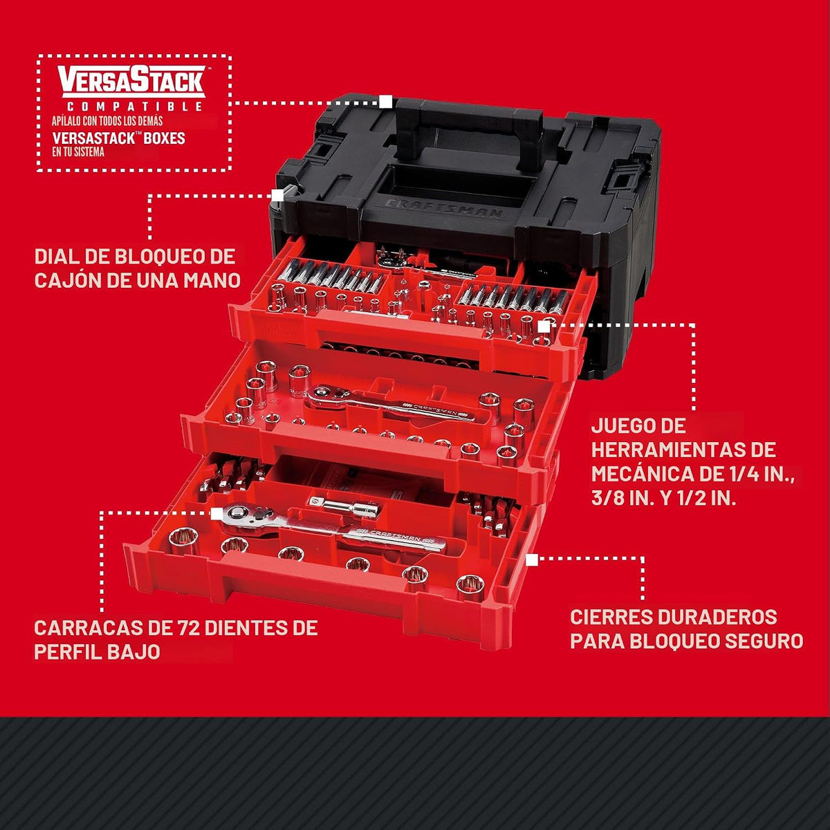CRAFTSMAN Juego de herramientas mecánicas de 230 piezas, juego de l...