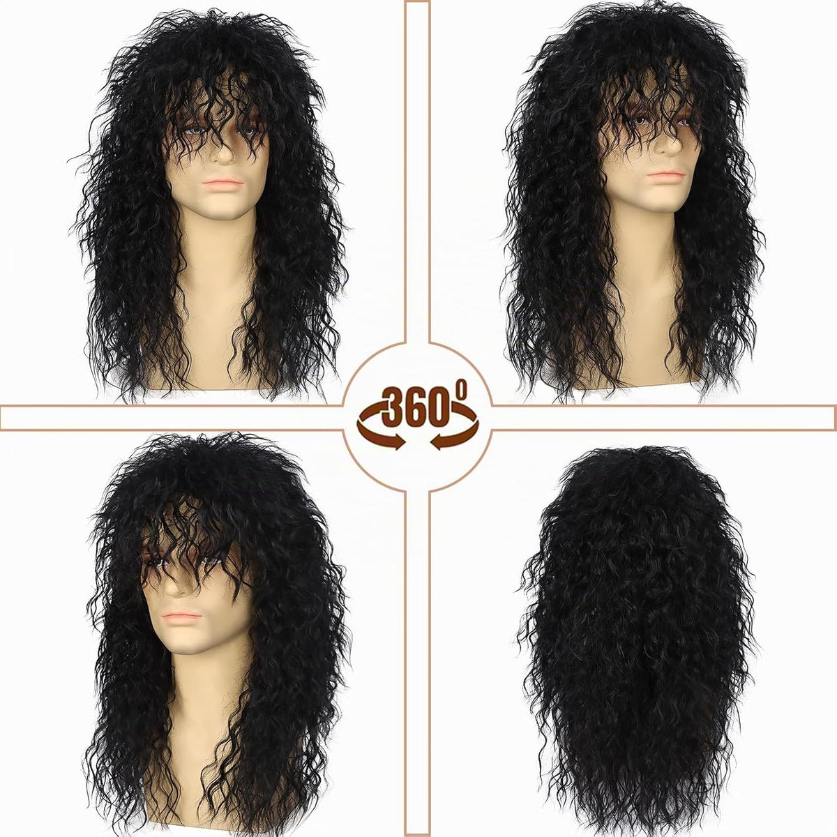 Guree Hair Peluca de salmonete Rocker de los años 80 para hombres y...