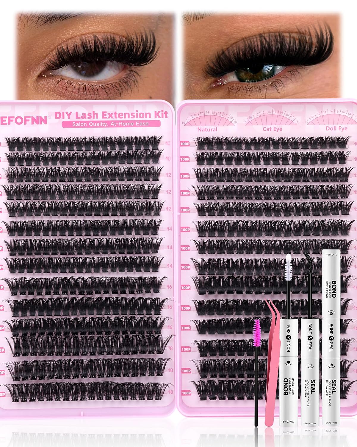 Kit de extensiones de pestañas con volumen, 560 piezas, 80D 100D, k...