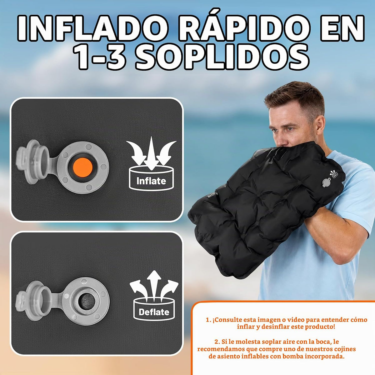 ONTYZZ Cojín inflable para asiento de avión, ligero | Cojín de viaj...