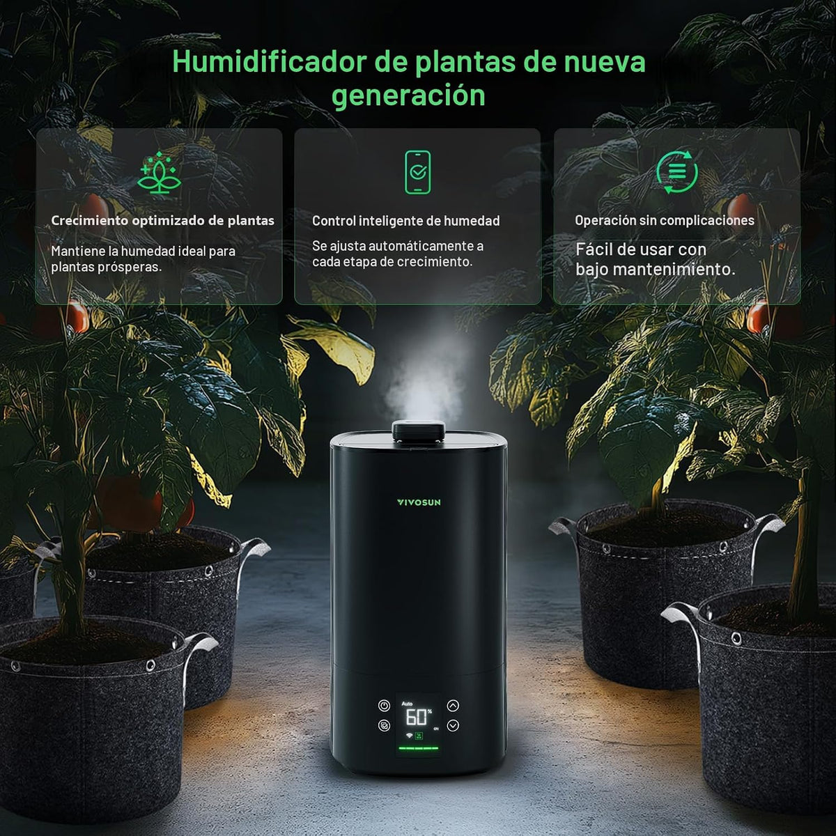 VIVOSUN AeroStream H05 Humidificador inteligente Wi-Fi, humidificad...
