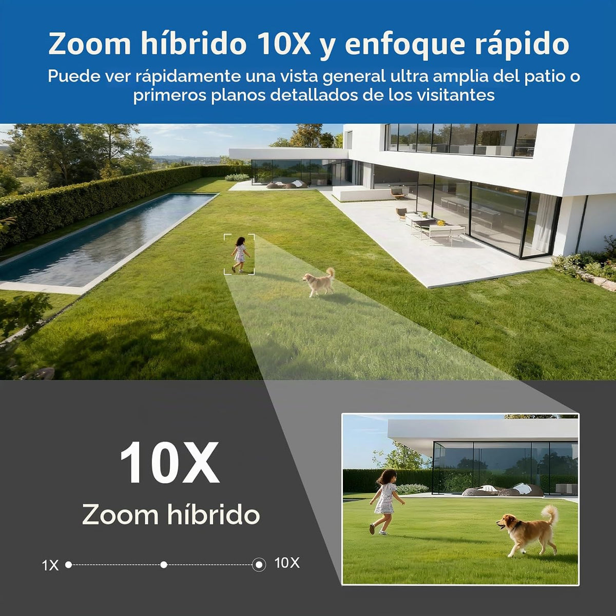 EVERSECU - Cámara de seguridad WiFi PTZ de lente cuádruple con zoom...