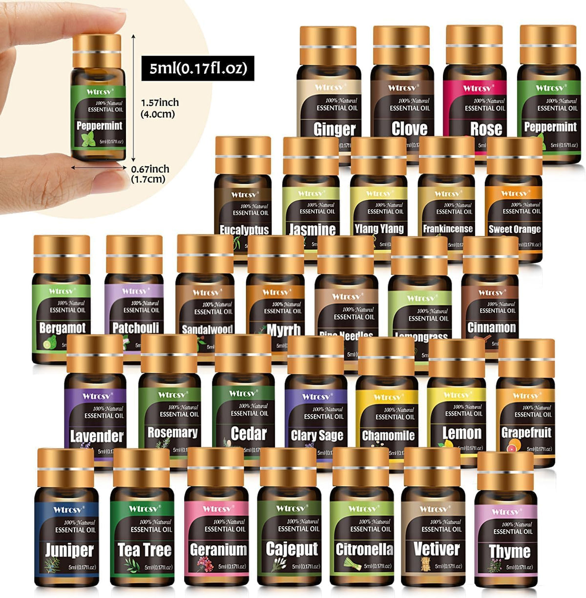 Set de regalo de aceites esenciales Wtrcsv - 30 aromas únicos - Per...