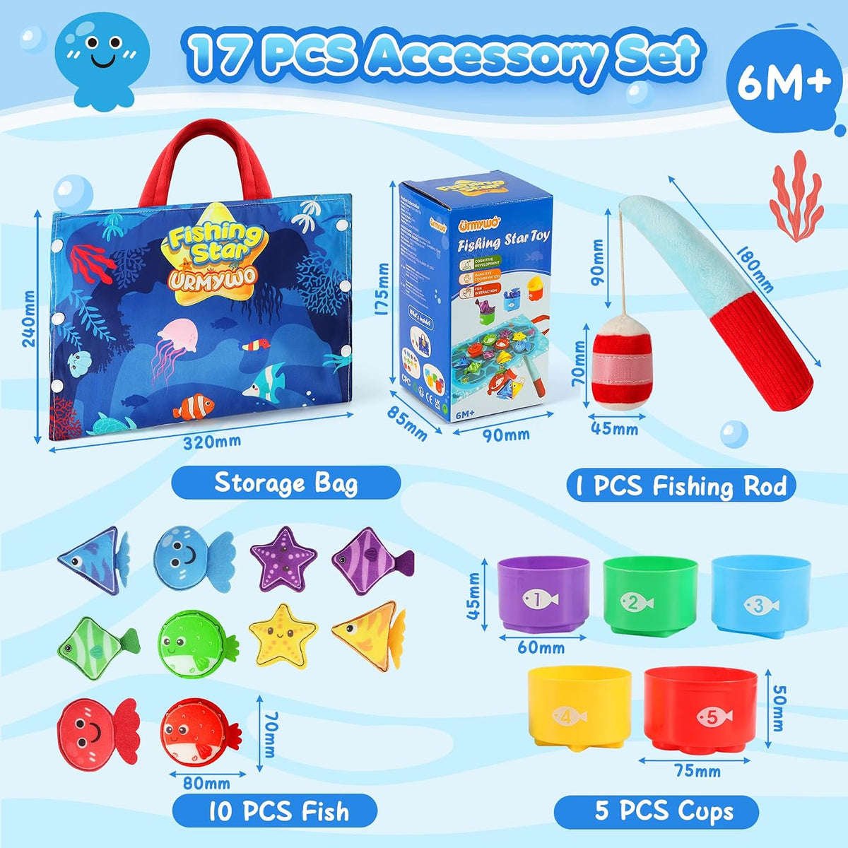 Juguetes Montessori para niños de 1 año \u2013 Juego de pesca de te...
