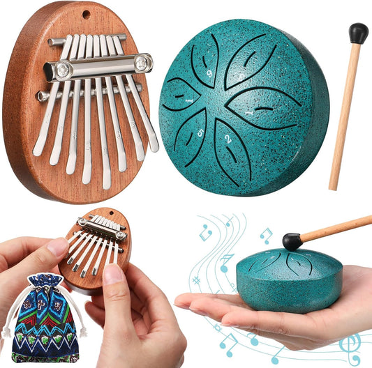 Maasechs - Juego de 2 tambores mini para kalimba y lengua, 8 teclas...